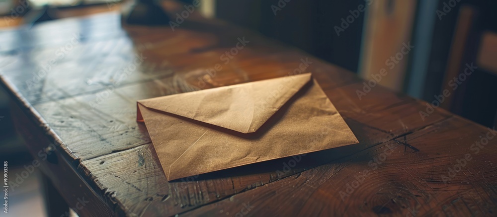 Poster An envelope rests on the table providing a copy space image