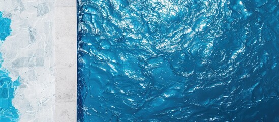Fototapeta na wymiar Top view of a swimming pool background with blue and white water perfect for copy space images