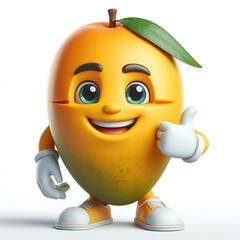 Advertising - product photo of high detailed 3D cartoon character of smiling Mango