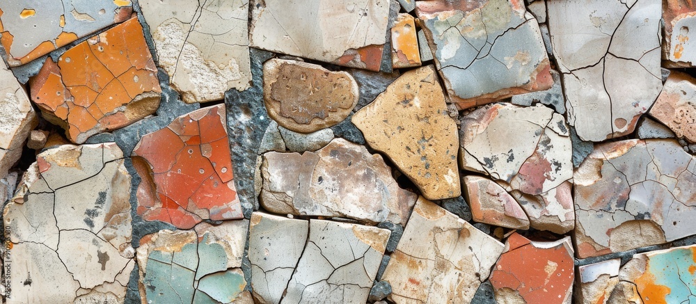 Poster background with old broken tiles providing a copy space image
