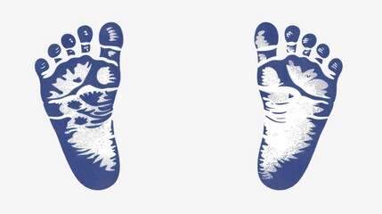 Adorable handdrawn baby footprint illustrations in soft blue tones, perfect for gender reveal and baby shower announcements.