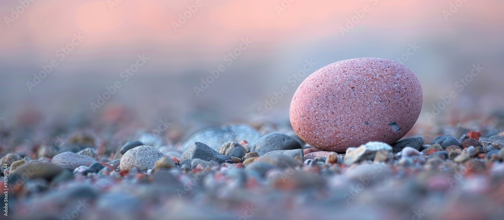 Fototapete Ideal for use as a background image a pink stone stands out against a blurred backdrop with selective focused and shallow depth of field perfect for copy space image