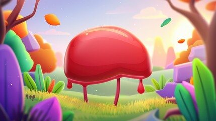 Fototapeta premium A vibrant 3D rendering showing the livers role in bile synthesis, crucial for fat emulsification and nutrient absorption.