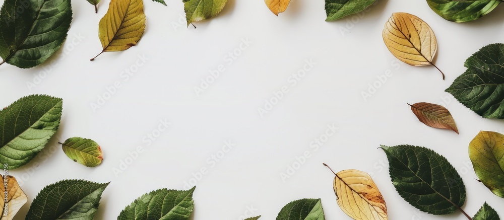 Aufkleber nature themed creative concept idea layout featuring leaves surrounding a blank copy space image