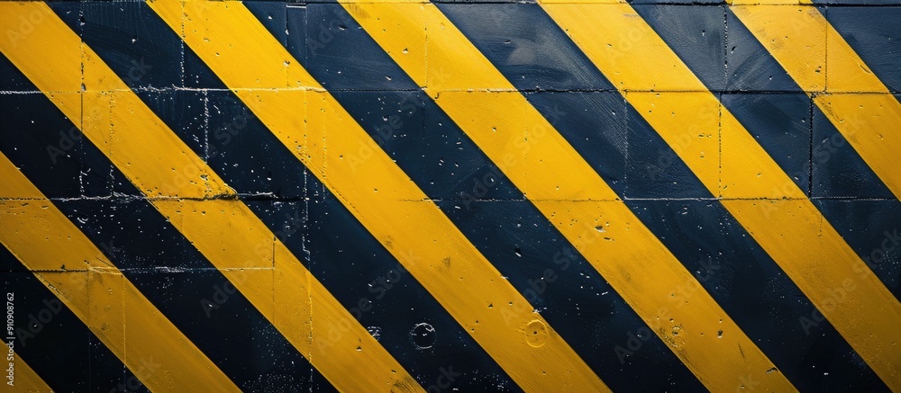 Aufkleber the wall displays vibrant yellow and black diagonal stripes creating a visually striking pattern wit