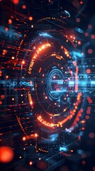 Obraz premium Futuristic Digital Data Infographic Light Visualization in Abstract Space