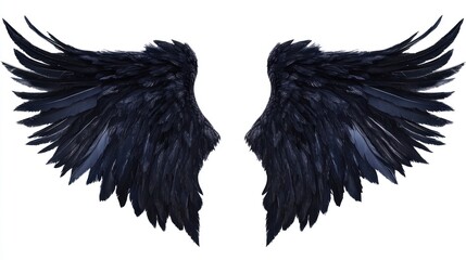 Obraz premium Dark Angel Wings Isolated on White Background