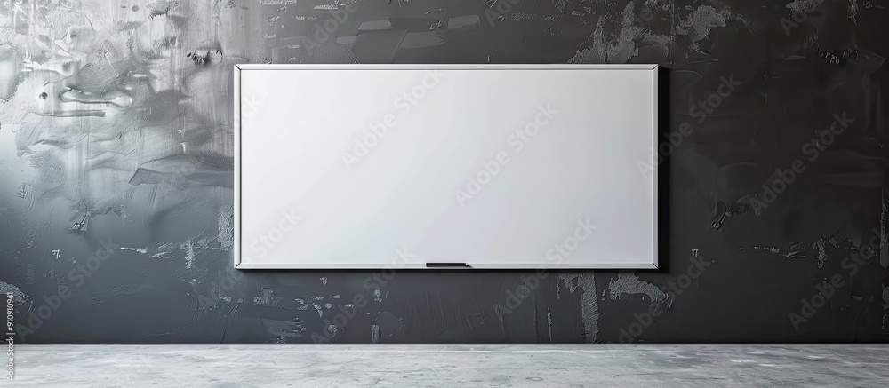 Poster white board displayed against a grey wall with copy space image available