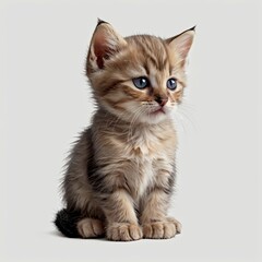 Sad cat clipart against white background, cute animal
