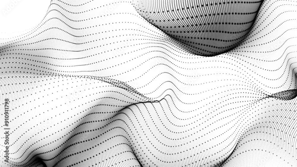 Poster abstract motion digital black dots wave animated futuristic technology background. abstract dots bac