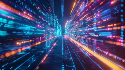 Big data on internet upload and download progress. futuristic digital technology, AI Generative