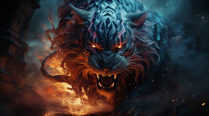 Obraz premium Fantasy alien landscapes with fiery and icy elements.