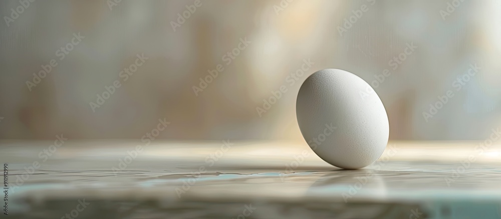 Poster A fresh duck egg displayed on a table with copy space image