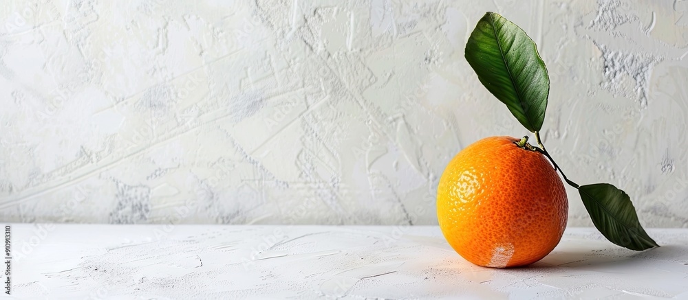 Aufkleber A ripe mandarin fruit displayed on a white backdrop with ample copy space image