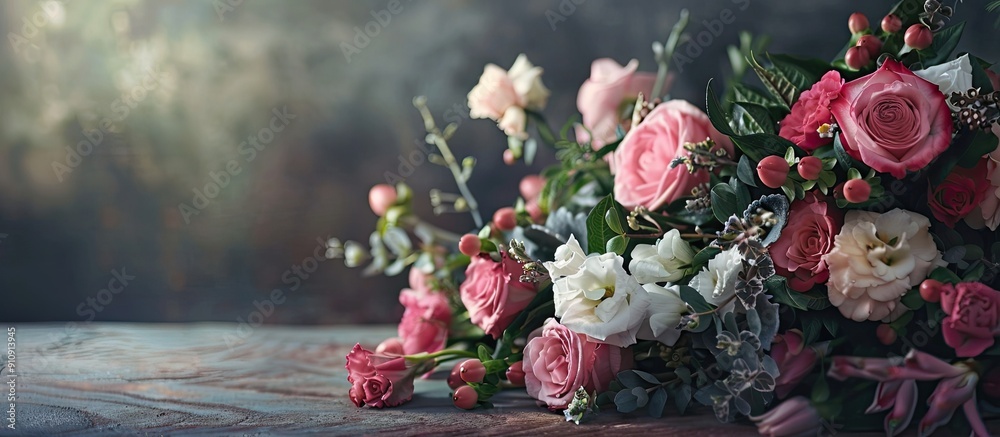 Aufkleber floral bouquet displayed on a table with copy space image