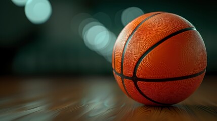 Obraz premium An Orange Basketball Lying On The Wooden Floor, Ready For Play, Wallpaper Pictures, Background Hd