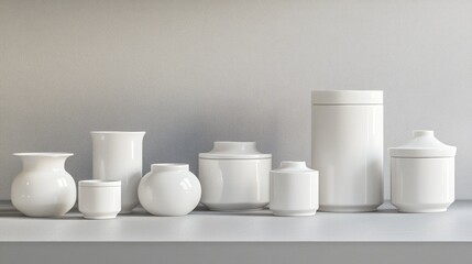 Fototapeta premium White Vases on Table