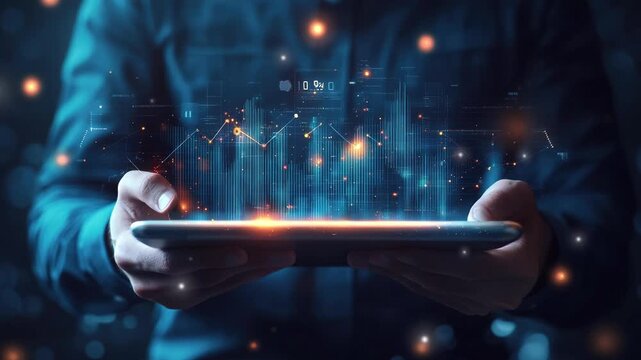 Financial stock market or business growth concept. Business analysis charts with economic growth graphs digital. Graph and stock market data on a digital technology concept. Business development