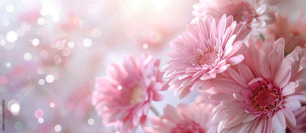 Poster a festive background with delicate gerbera flowers in full bloom frames a soft pastel floral card se