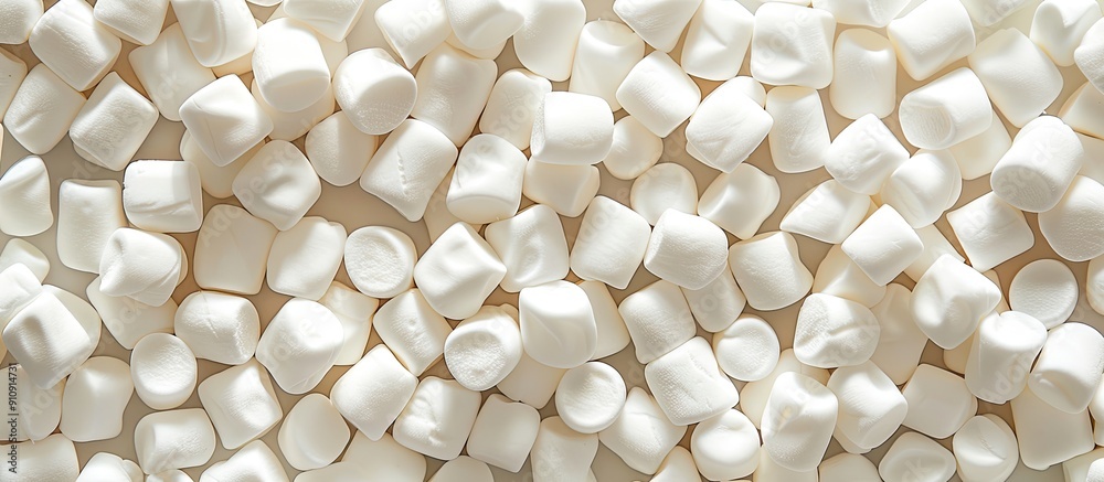 Poster background filled with white marshmallows copy space image