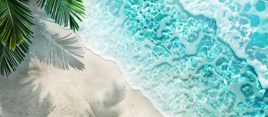 Summer beach background with copy space image featuring blue crystal water and white sand for holiday vibes
