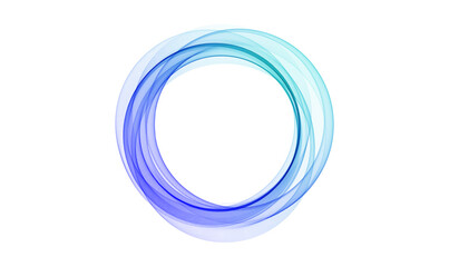 Abstract blue frame of round wave lines on white background