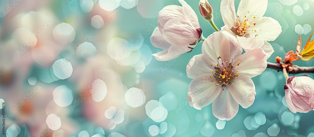Aufkleber Template banner with flowers creating a background for copy space image on a greeting card frame