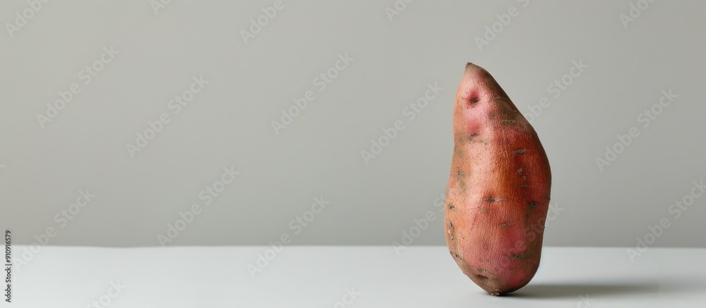 Poster white background for a solo sweet potato with space for text or visuals. creative banner. copyspace 