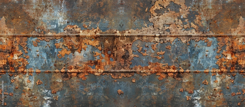 Aufkleber Abstract horizontal seamless background with a rusty corroded barrel texture featuring grunged rust patterns Close up view with copy space image