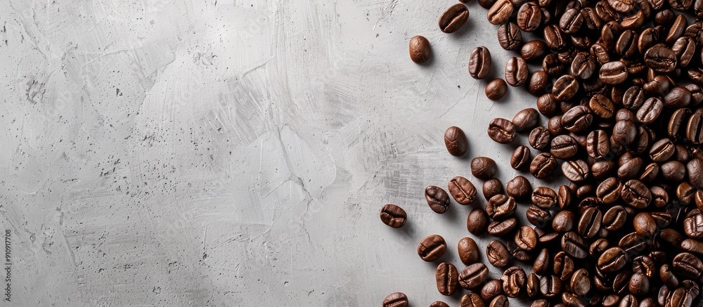Poster gray background with coffee beans providing copy space image