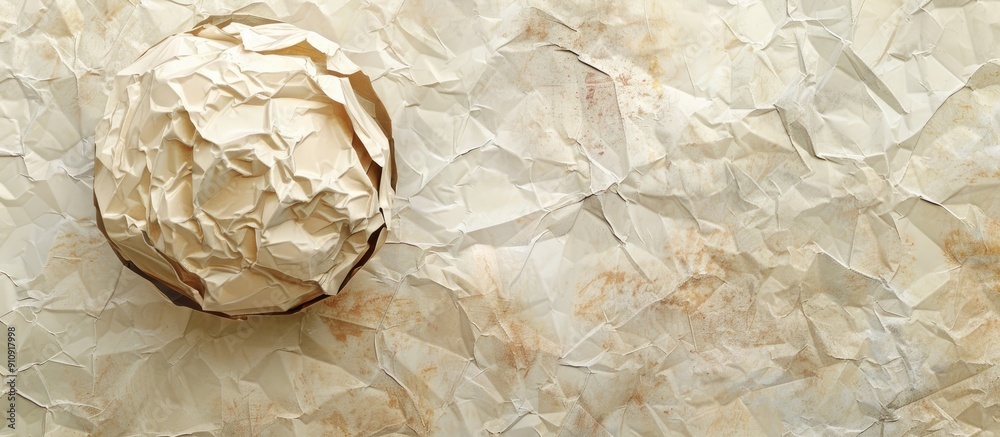 Fototapete recycled texture background featuring a torn and crumpled paper ball with space for inserting images