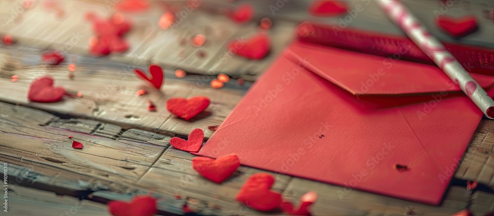 Aufkleber valentine s day concept with a letter background and note design ideal for romantic messages and lov