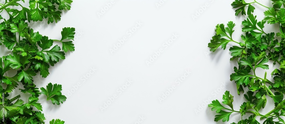 Leinwandbilder Parsley creatively displayed in a design on a white background with copy space image available