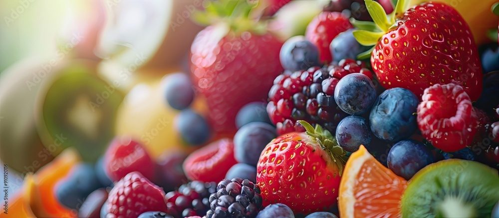 Poster Selective focus showcasing a fruit concept with copy space image