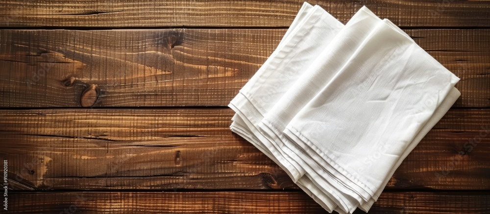 Aufkleber wooden table with napkins providing empty copy space for text and design