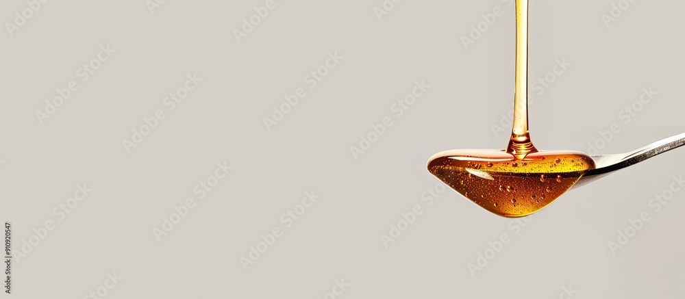 Poster A spoonful of honey is dripped on a blank white background in images with room for text. Creative banner. Copyspace image
