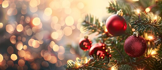 Selective focus holiday background with copy space image for Christmas and New Year celebrations