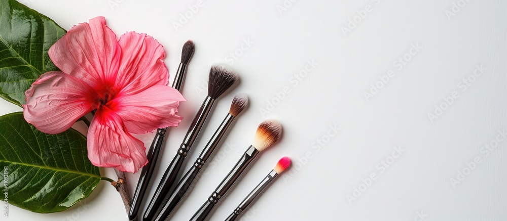 Aufkleber magenta brushes and a flower perfect for a beautician concept with a white backdrop providing room f