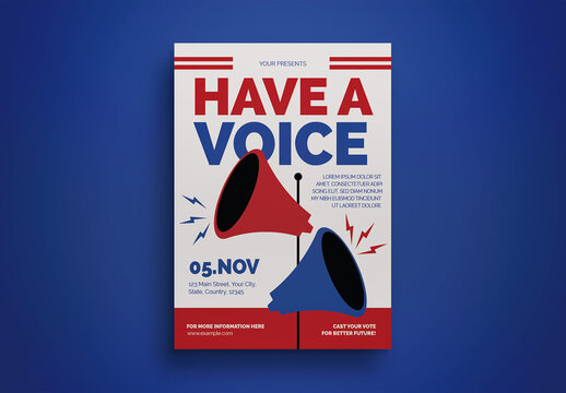 Beige Flat Design US Election Flyer Layout