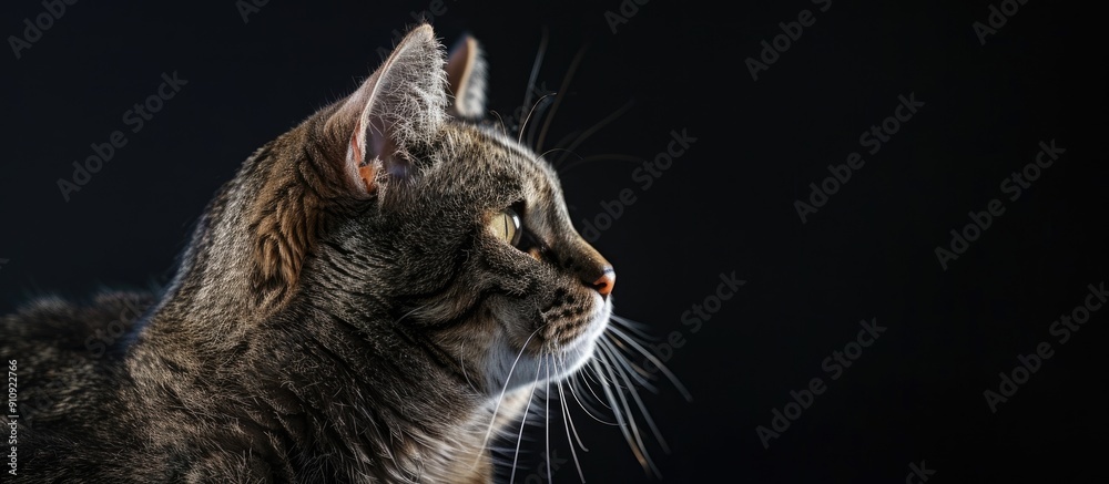 Poster Portrait of a tabby cat with copy space image
