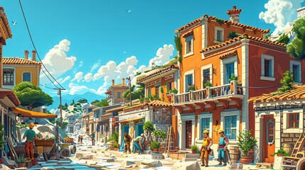 Mediterranean Village Under Construction