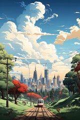 Contemporary Minimalist Illustration Featuring Iconic Melbourne Landmarks