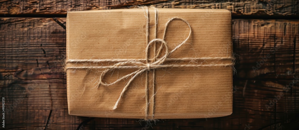 Poster top view of a vintage or retro themed gift box with ample copy space in the image