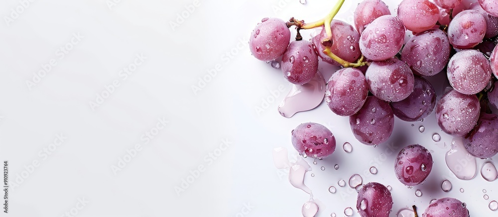 Aufkleber Pink grapes shown isolated on a white backdrop allowing space for additional text or images with a top down viewpoint in a flat lay style