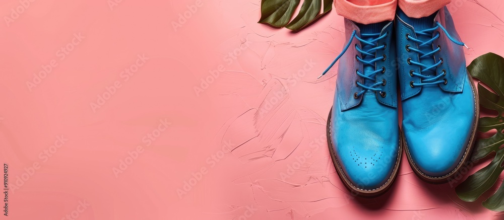 Aufkleber stylish women s boots featured in a fashion color scheme with blue sneakers showcased on a light pin