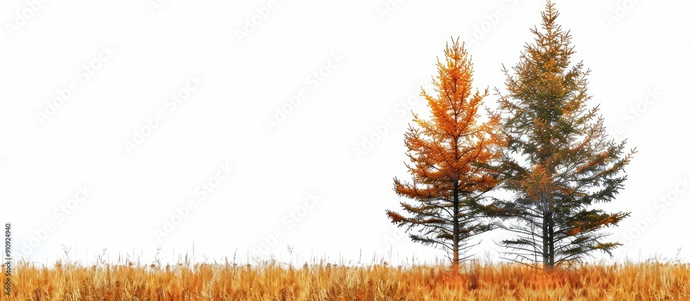 Wall mural copy space image of pine and maple trees
