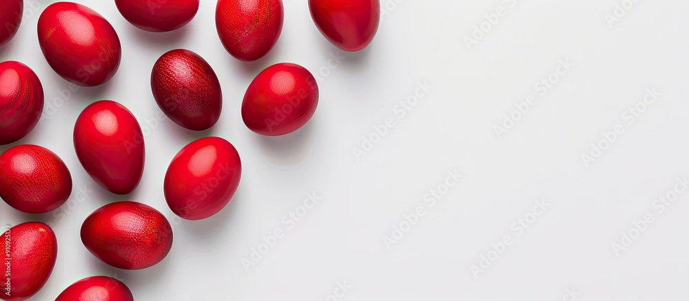 Aufkleber Easter inspired red eggs displayed on a white background perfect for a copy space image