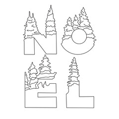 set of christmas elements