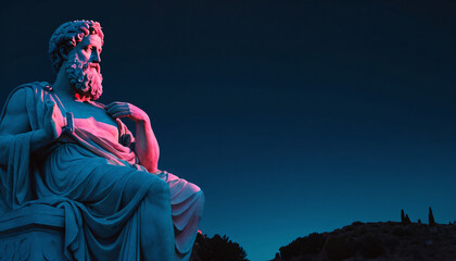 Stoic greek philosopher thinking statue