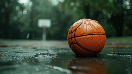A Lone Basketball On The Court, Representing Focus And Solitude, Wallpaper Pictures, Background Hd
